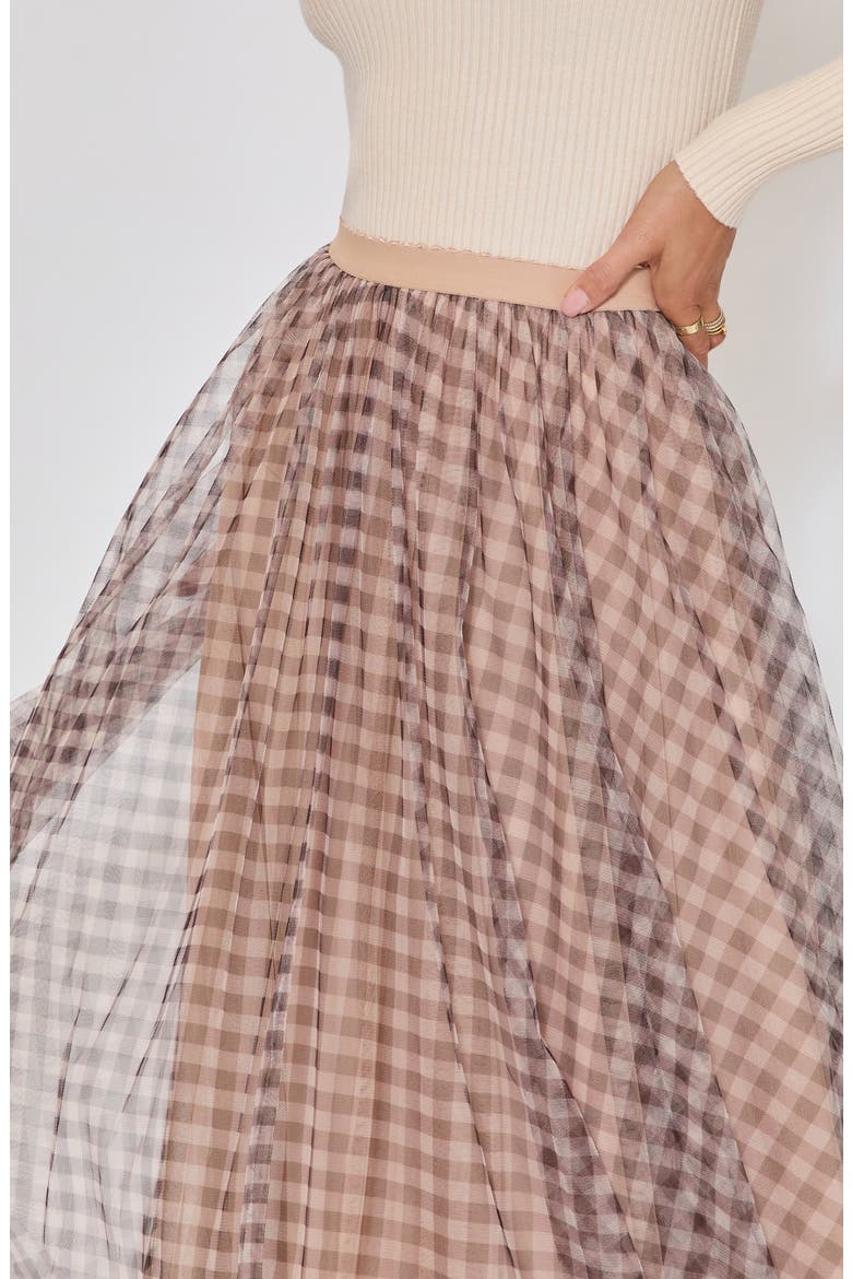 Maple Hill Gingham Maxi Skirt, Alternate, color, TAUPE