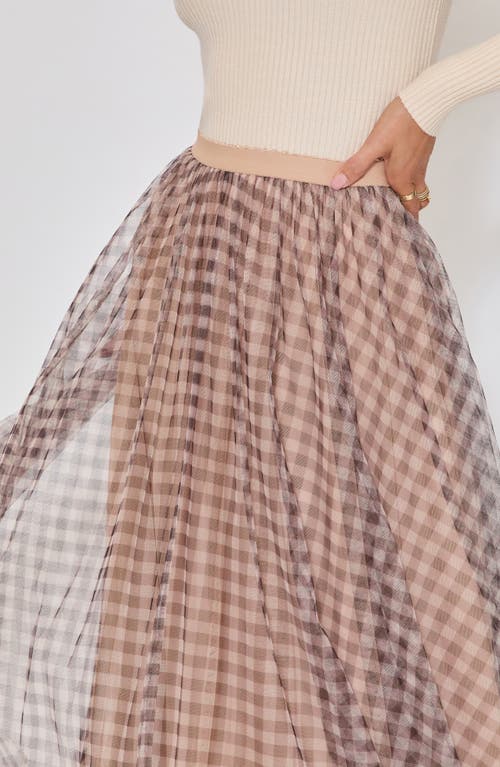 Vici Collection Maple Hill Gingham Maxi Skirt In Brown