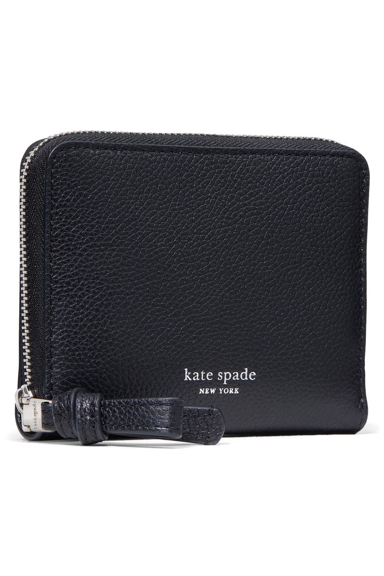 loop small pebbled leather zip wallet, Alternate, color, BLACK