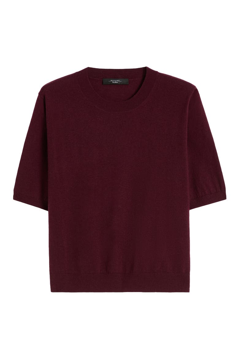 Marea Wool & Cashmere Short Sleeve Sweater, Alternate, color, BORDEAUX