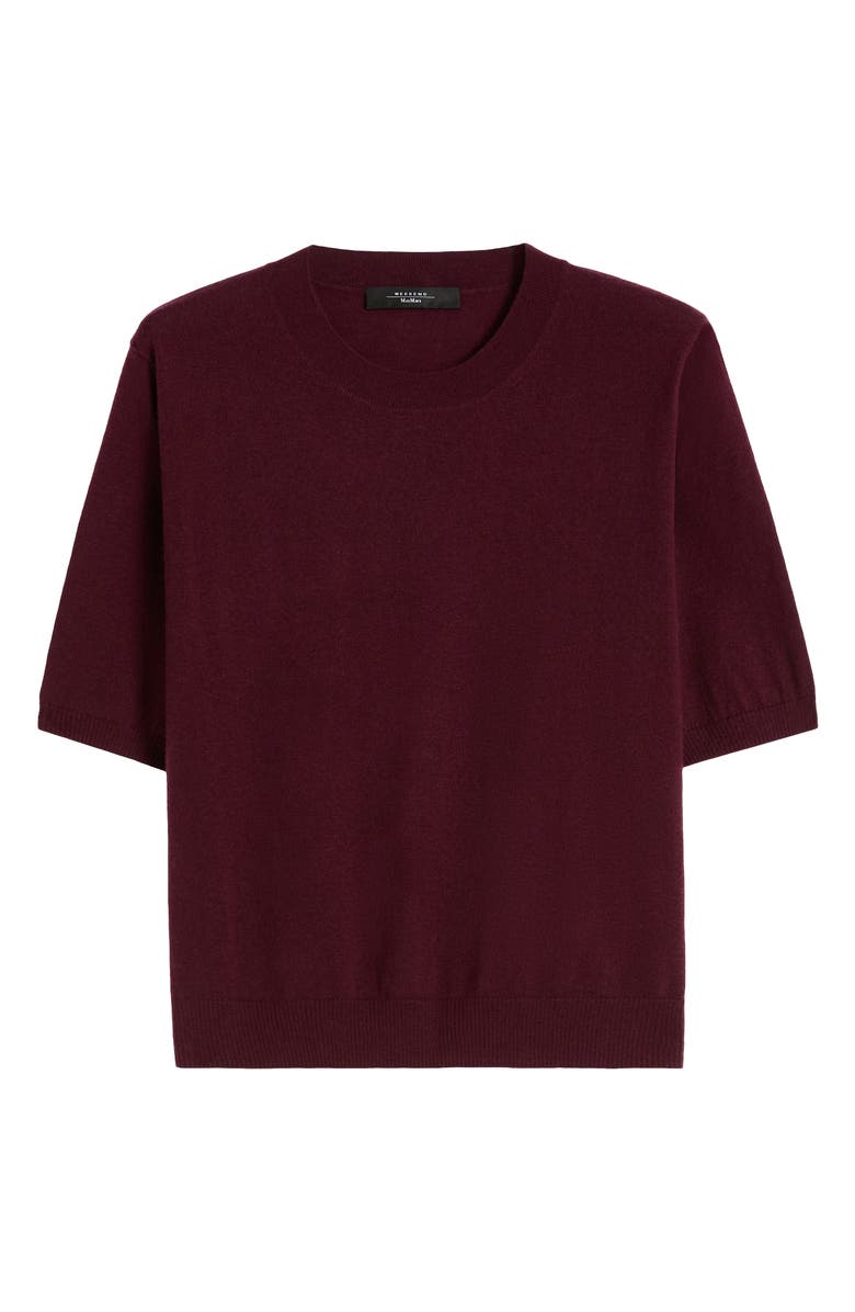 Weekend Max Mara Marea Wool & Cashmere Short Sleeve Sweater, Alternate, color, Bordeaux