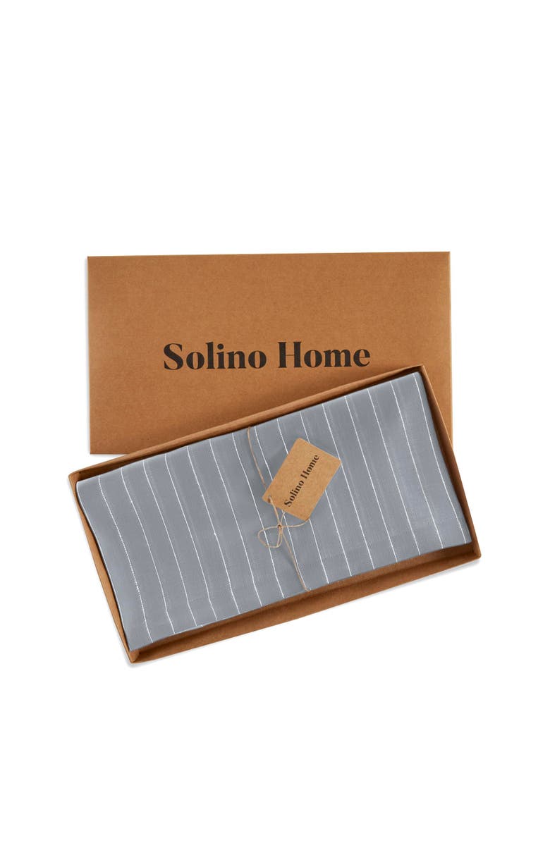 Solino Home Linen Table Throw - Pinstripe, 52" x 52" Inch, Alternate, color, Grey And White