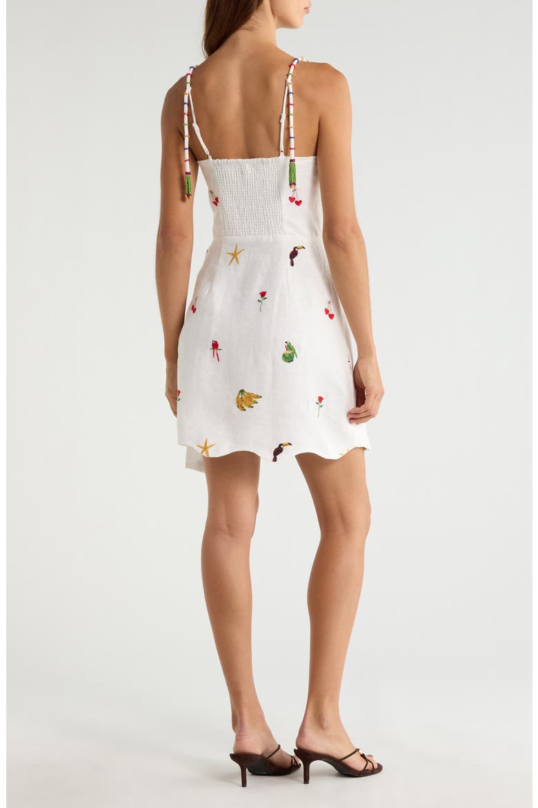 Cool Day Embroidered Side Tie Linen Minidress, Alternate, color, OFF-WHITE