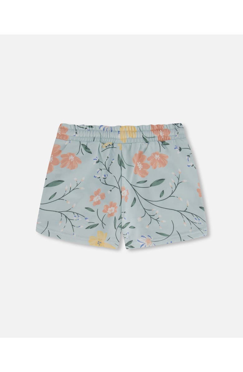 Deux par Deux Girl's French Terry Short Baby Blue With Printed