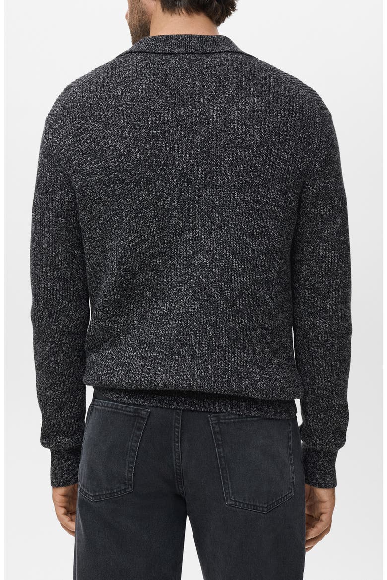 Structured Cotton Polo Sweater, Alternate, color, DARK HEATHER GREY