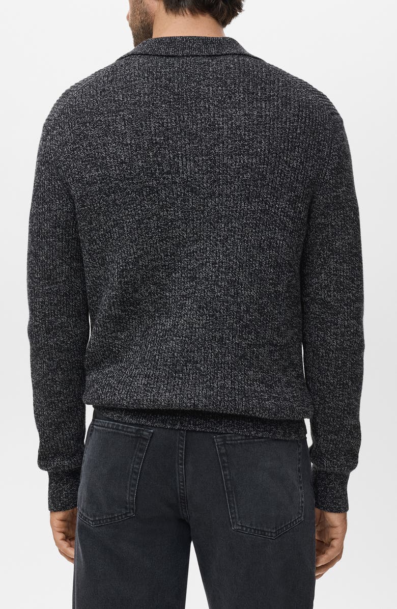 MANGO Structured Cotton Polo Sweater, Alternate, color, Dark Heather Grey