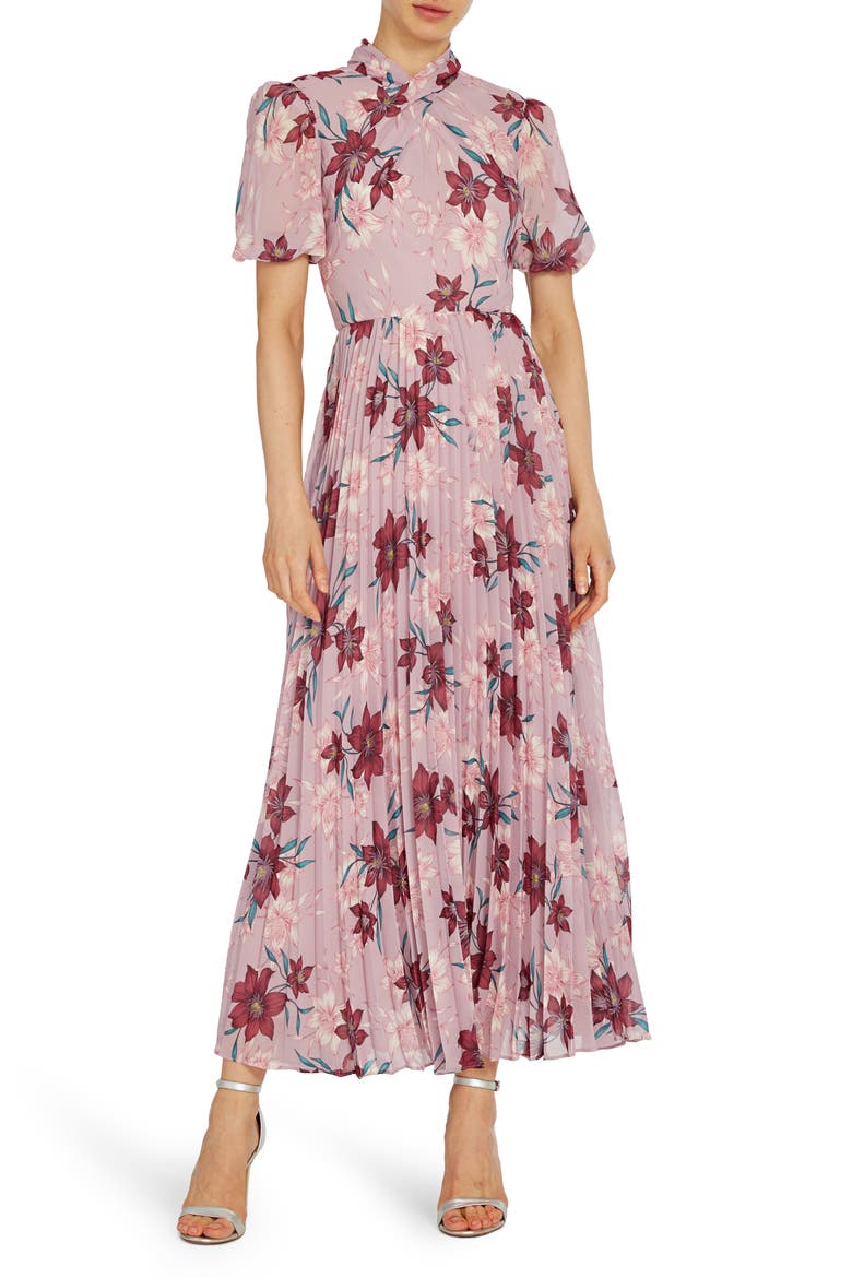 Floral Midi Cocktail Dress, Main, color, LILAC MULTI