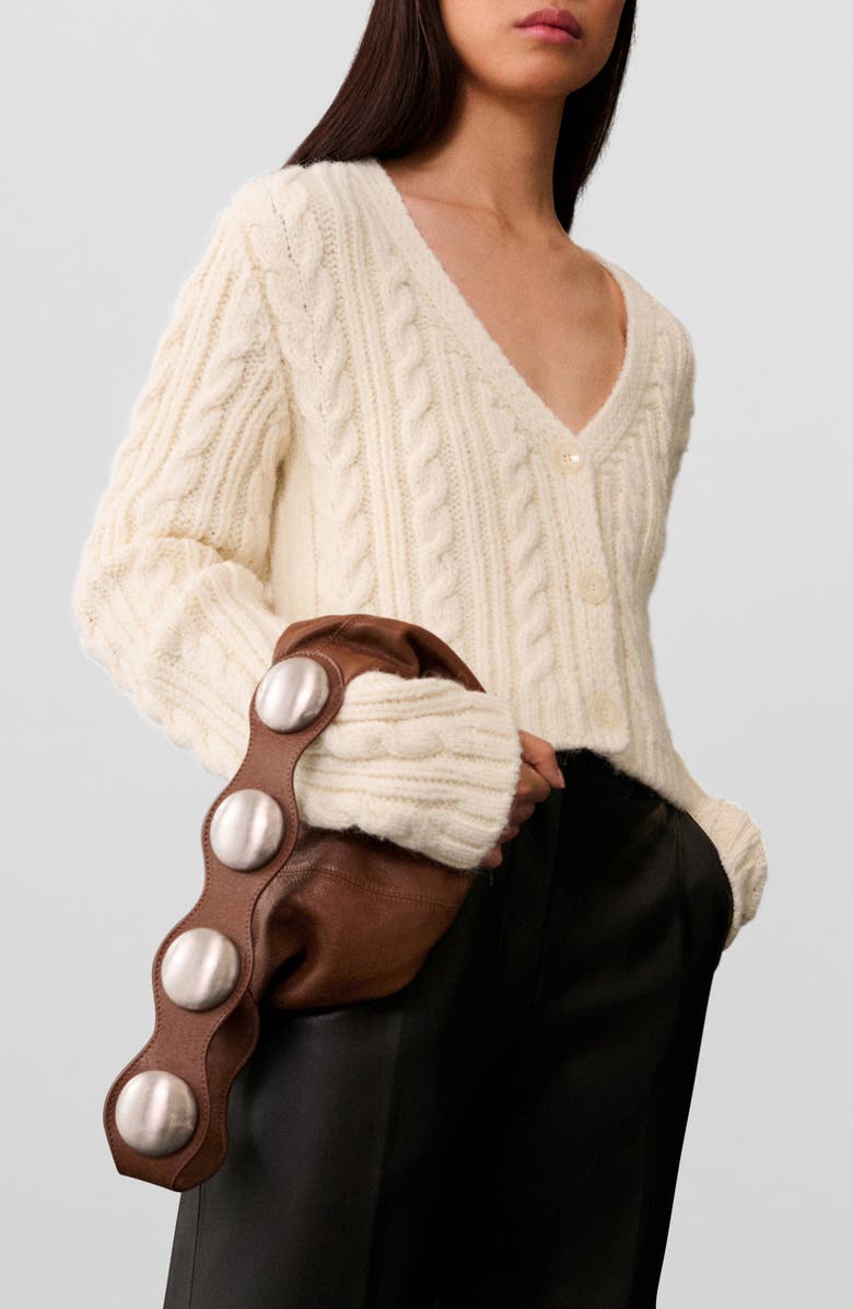 MANGO Cable Stitch V-Neck Cardigan, Alternate, color,