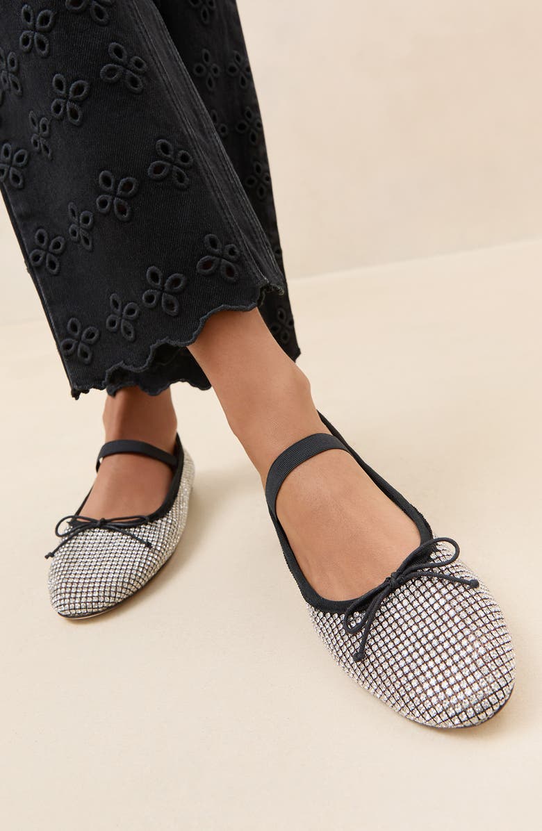 Loeffler Randall Leonie Crystal Mesh Mary Jane Flat, Alternate, color, Crystal