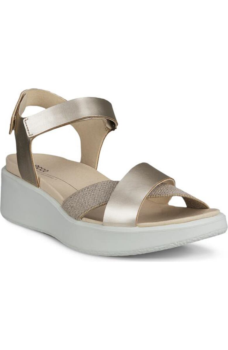 ECCO Flowt Water Resistant Wedge Sandal, Main, color, Pure White Gold