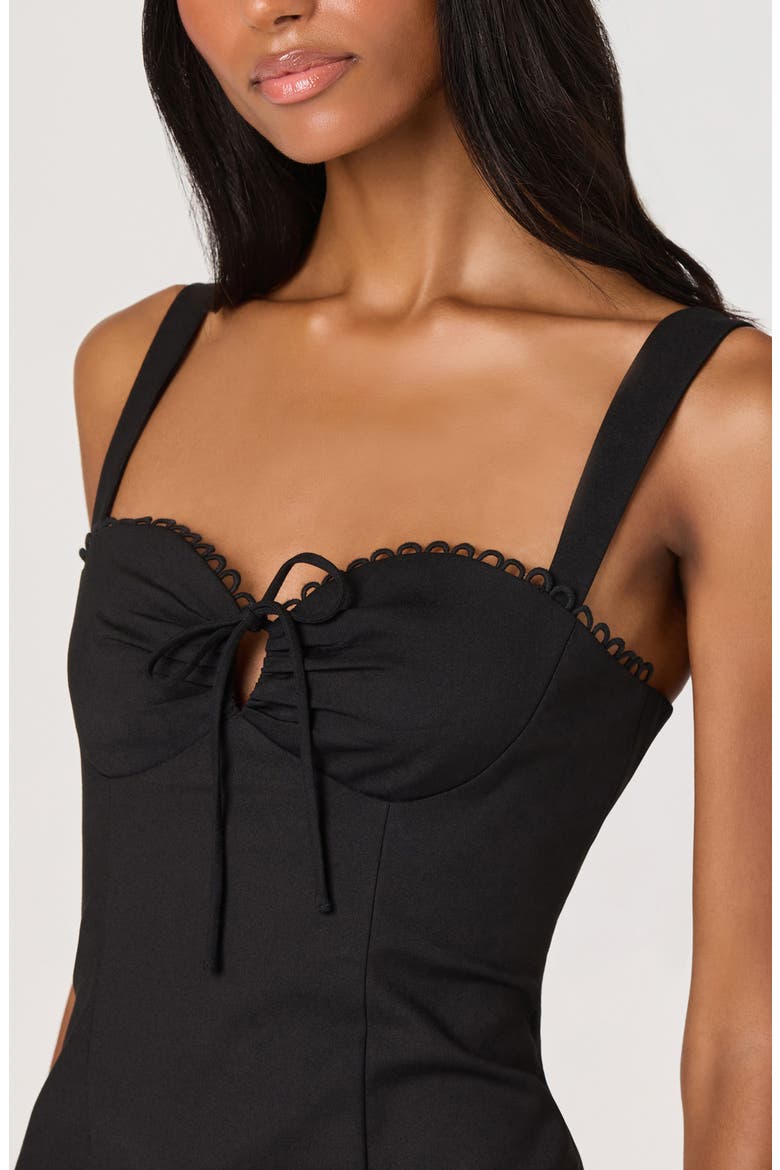 Raziela Scalloped Trim Pencil Dress, Alternate, color, BLACK