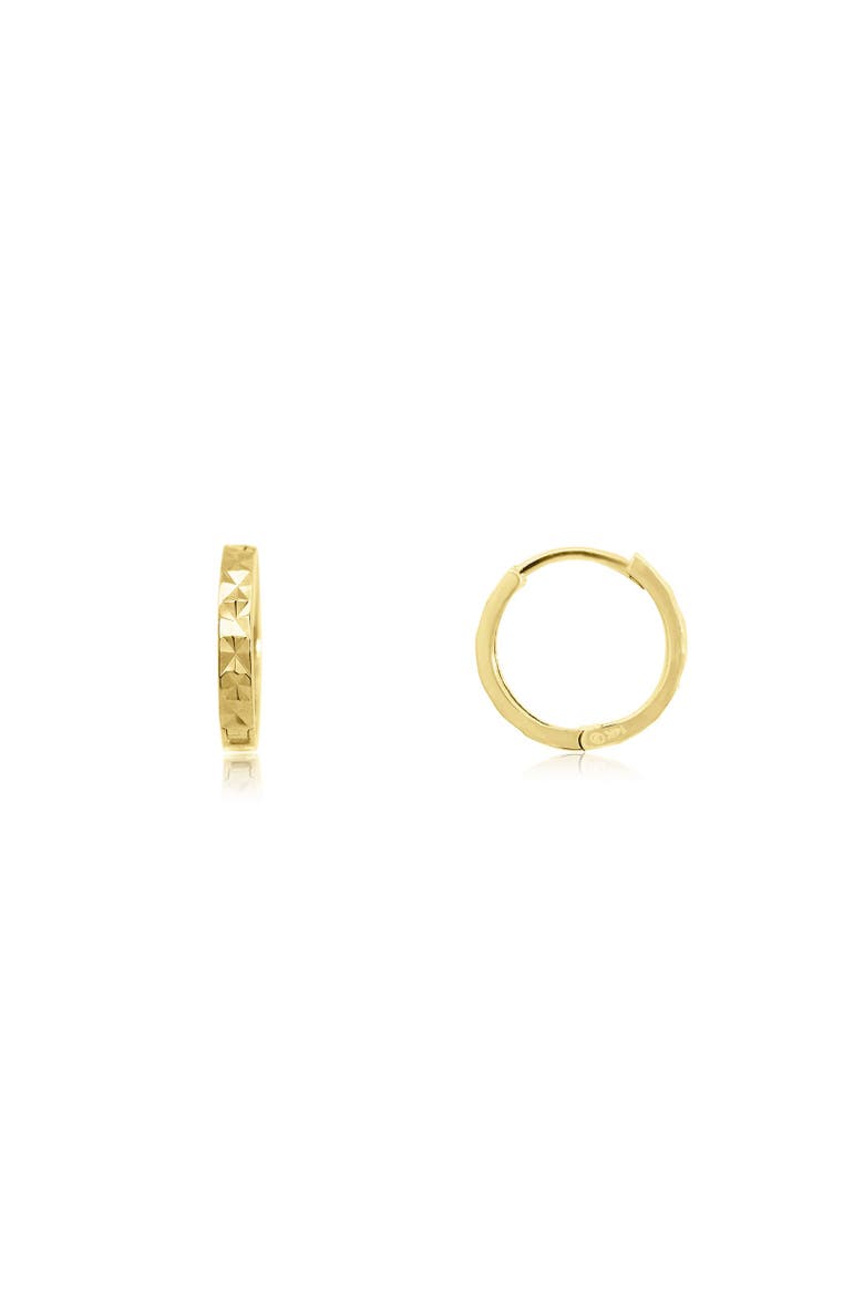Sparkle Cut Huggie Hoop Earrings, Main, color, Yellow Gold