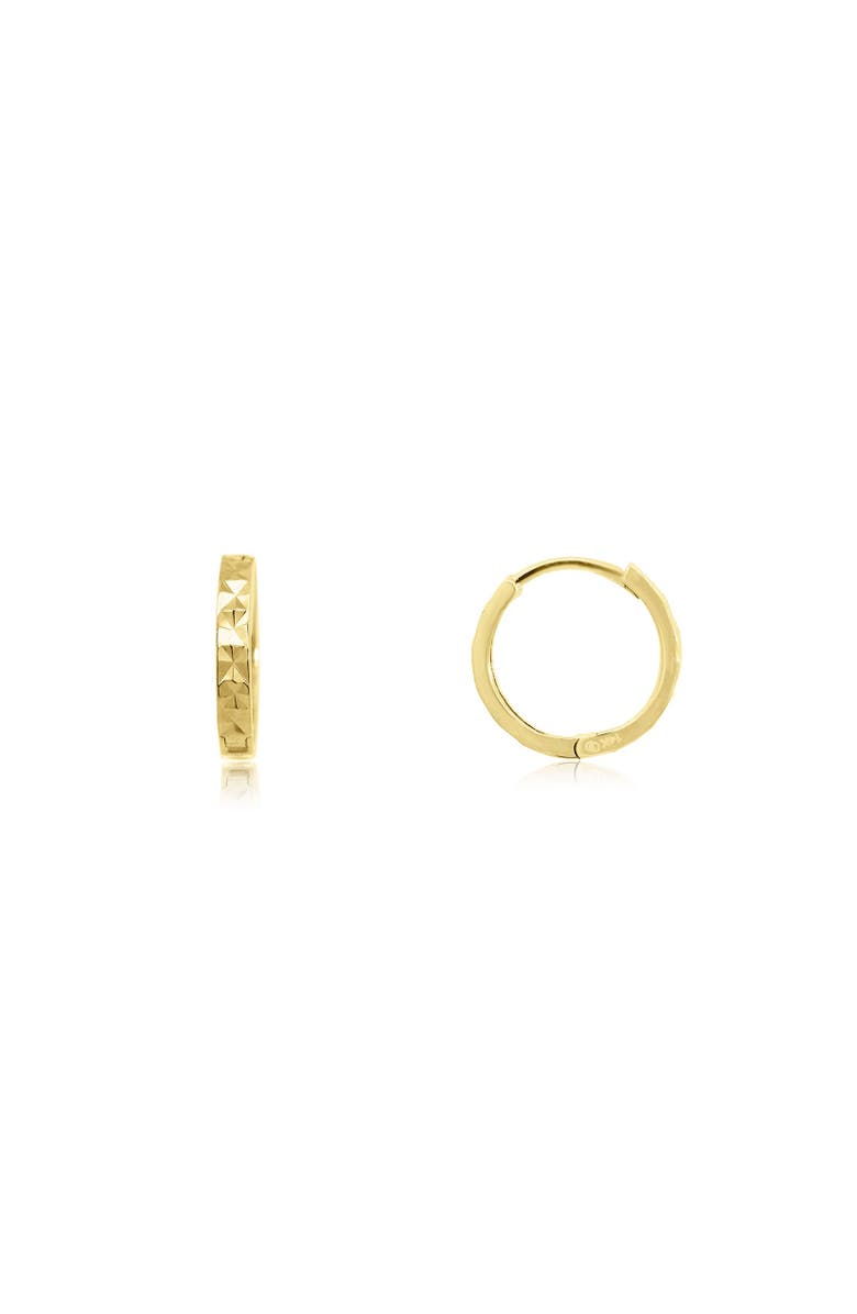 The Lovery Fine Jewelry Sparkle Cut Huggie Hoop Earrings, Main, color, Yellow Gold
