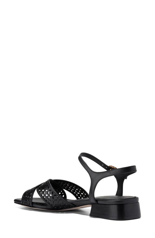 Cole Haan Patie Sandal In Black Perforated Leather
