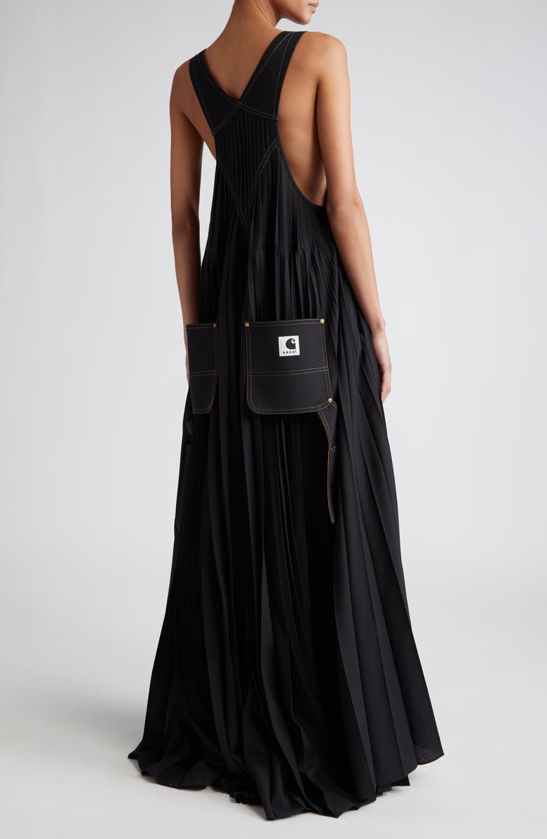 Sacai Carhartt WIP Mixed Media Pleated Skirt Overall Maxi Dress
