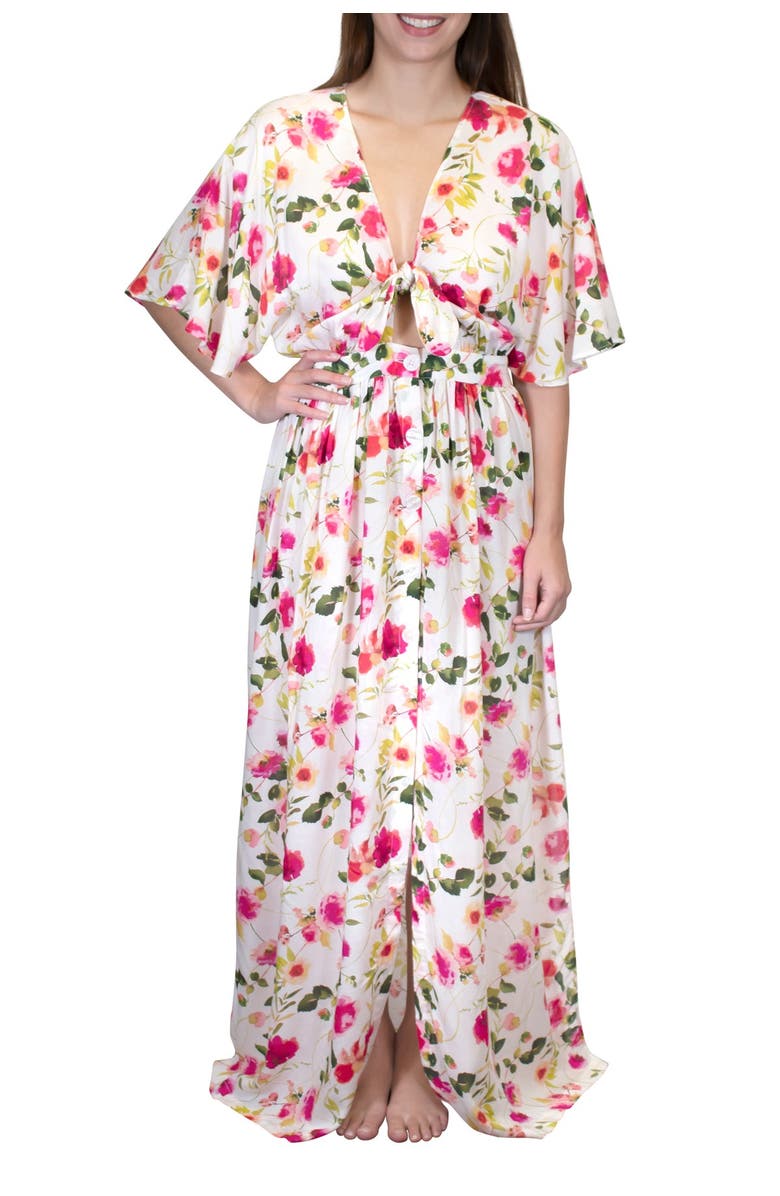 Nanette Lepore Lindsey Tie Front Maxi Dress, Main, color, 