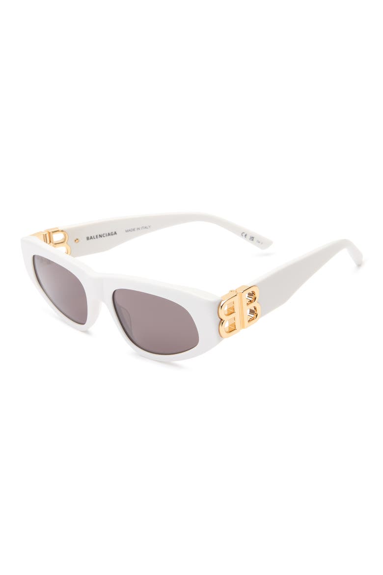 Novelty 53mm Cat Eye Sunglasses, Alternate, color, WHITE GOLD GREY