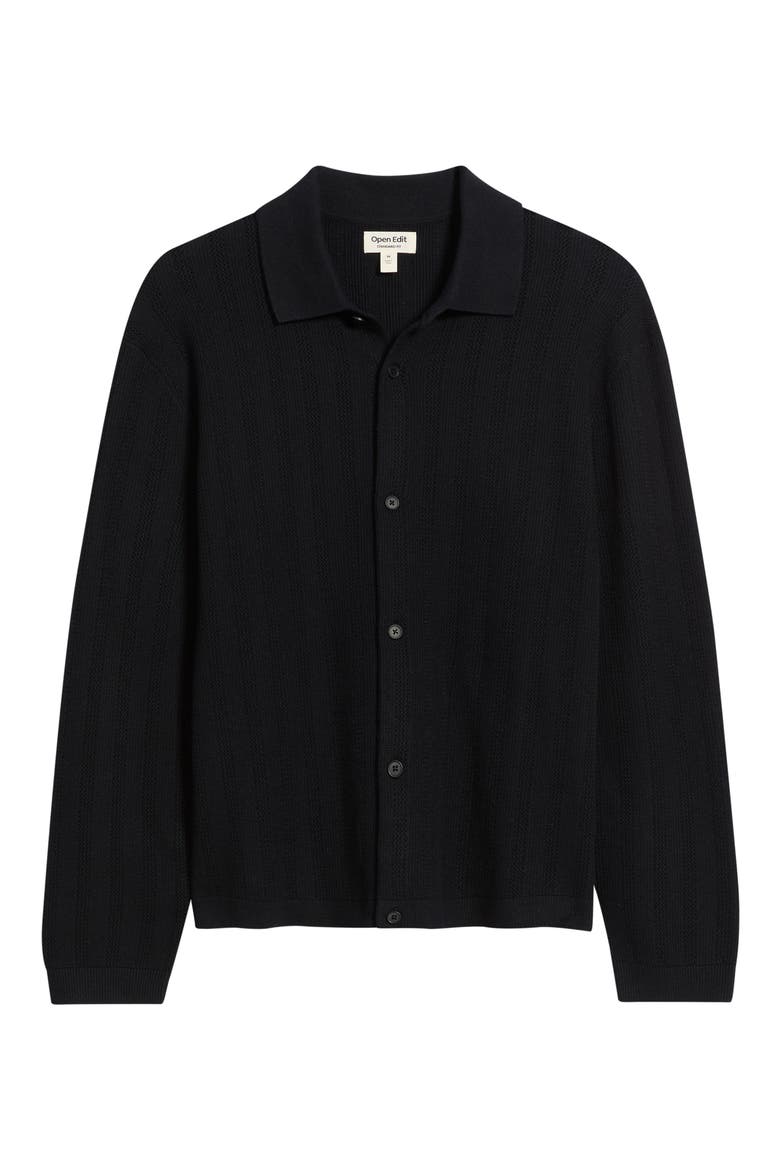 Textured Button-Up Sweater, Main, color, BLACK