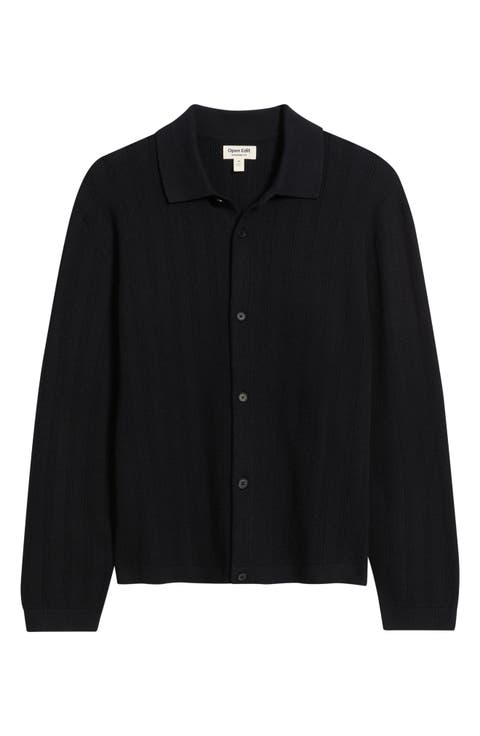 Textured Button-Up Sweater