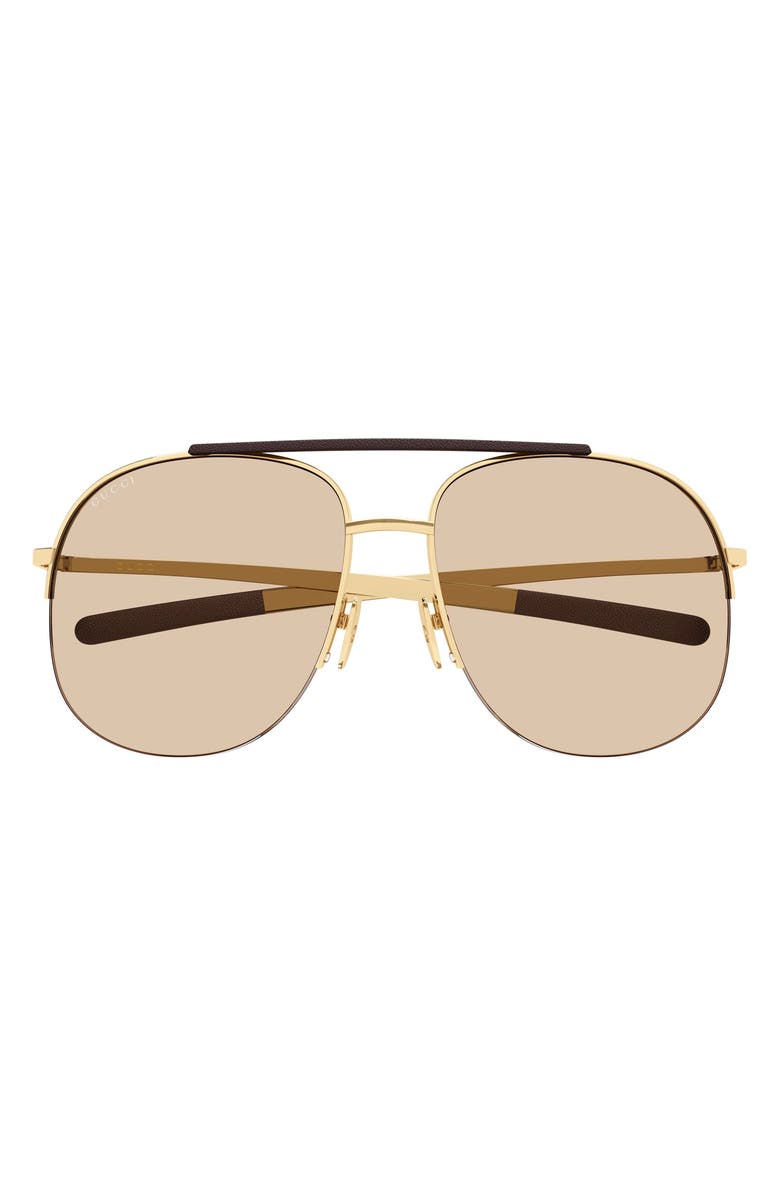 Gucci 61mm Pilot Sunglasses, Main, color, Gold