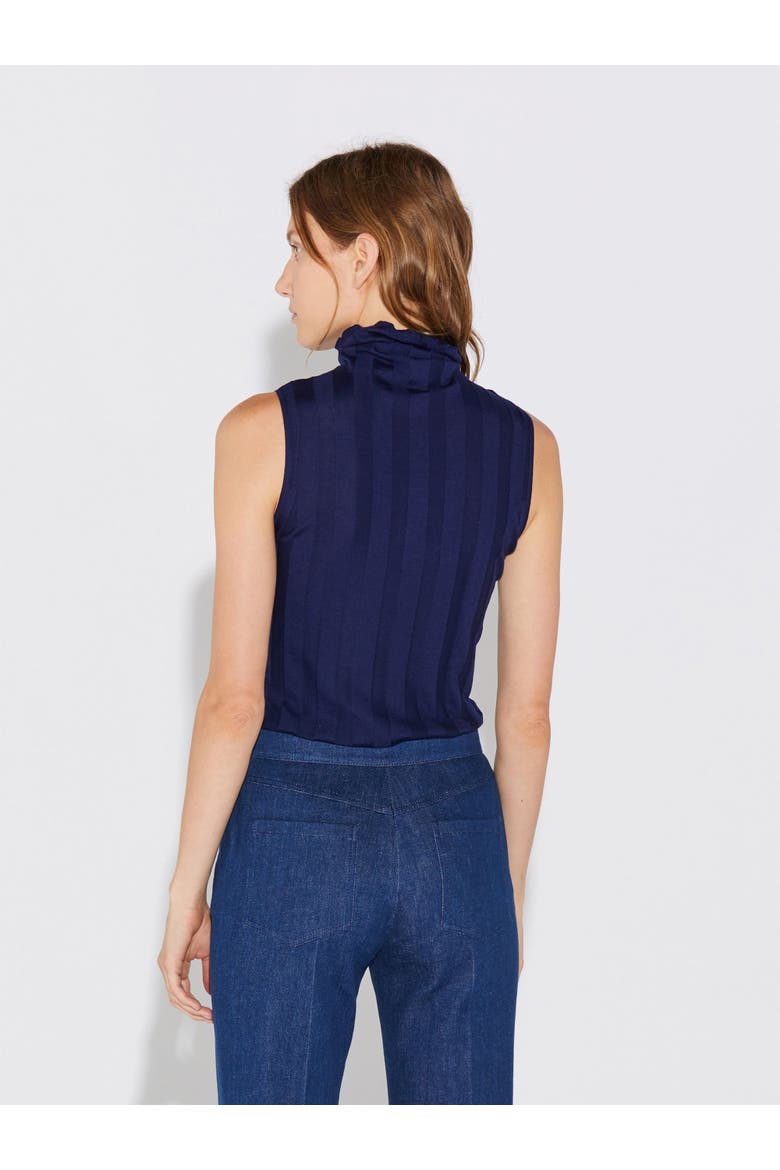 Romy Sleeveless Turtleneck in Merino Wool Rib, Alternate, color, Navy