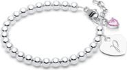 Tiny Blessings Sterling Silver 4mm Beads & Engraved Initial 6.25" Bracelet
