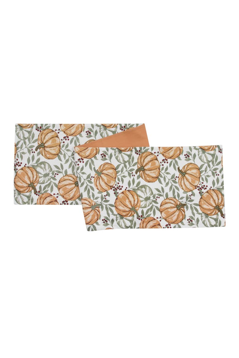 Harvest Pumpkin and Botanical Berry Runner 14" x 72", Main, color, Green