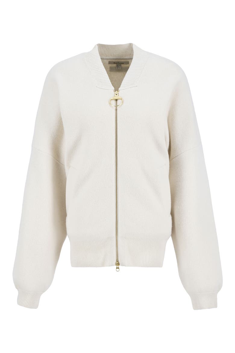 Milda Cotton & Wool Bomber Cardigan, Alternate, color, BIRCH