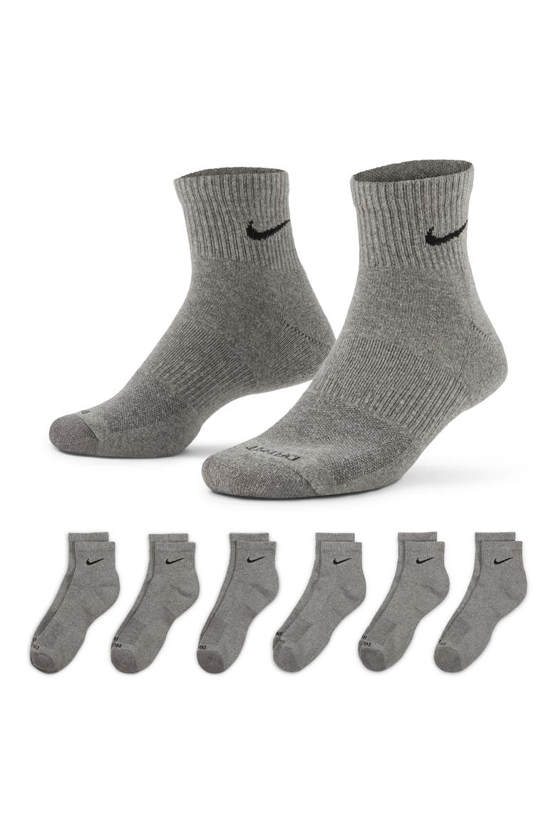 Dri-FIT 6-Pack Everyday Plus Cushioned Low Socks, Alternate, color, CARBON HEATHER/ BLACK