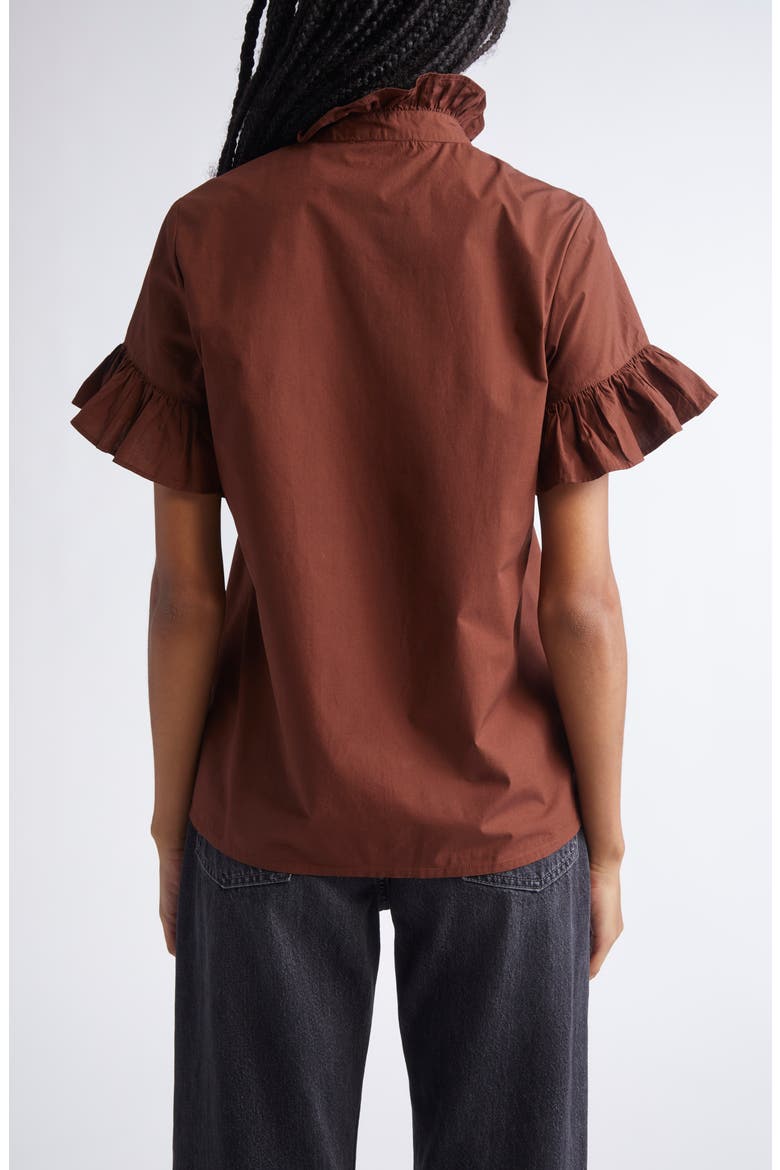 Vanessa Ruffle Detail Cotton Blouse, Alternate, color, CHOCOLATE