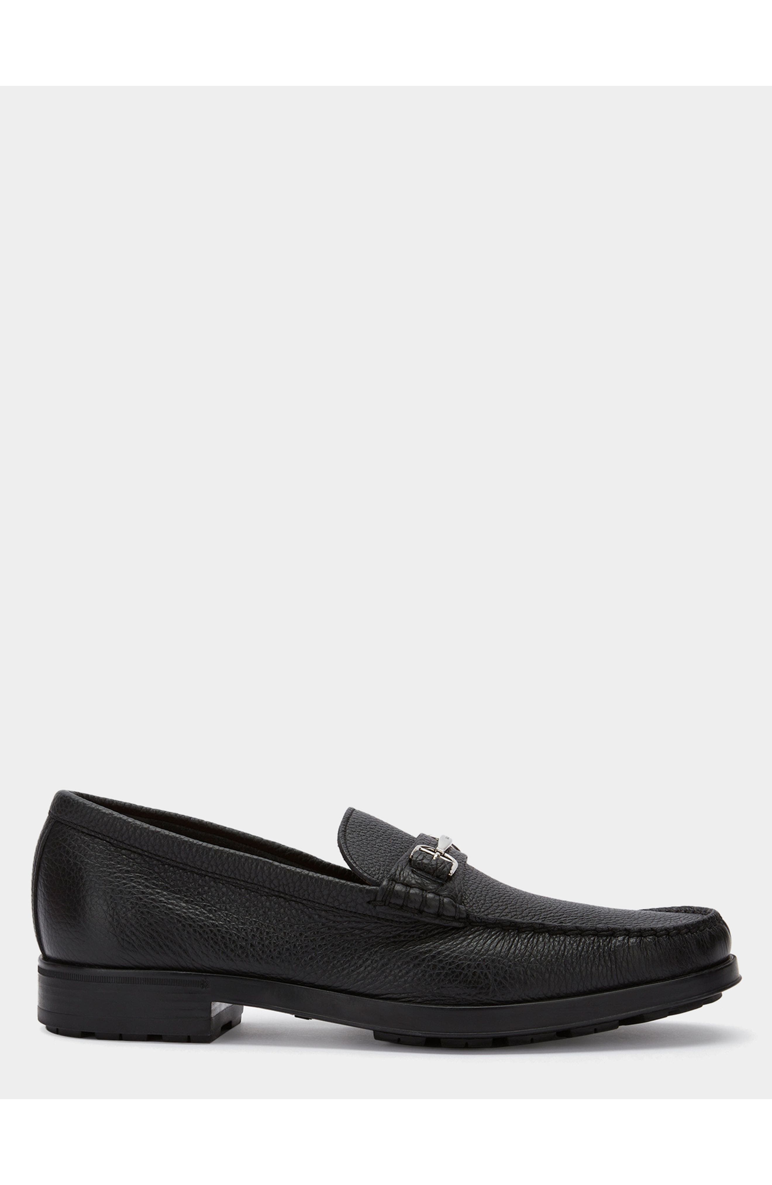 Bally Moccasin in Grained Calf Leather, Main, color, Black