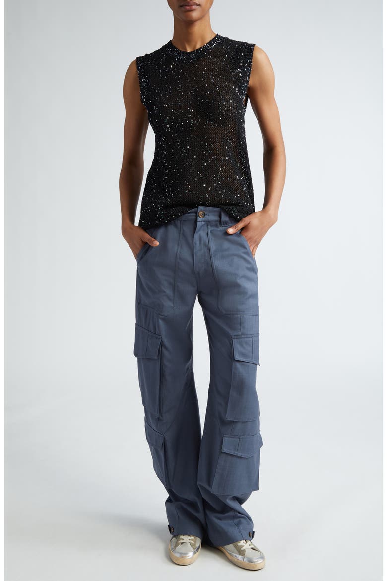 Journey Sequin Sleeveless Sweater, Alternate, color, BLACK