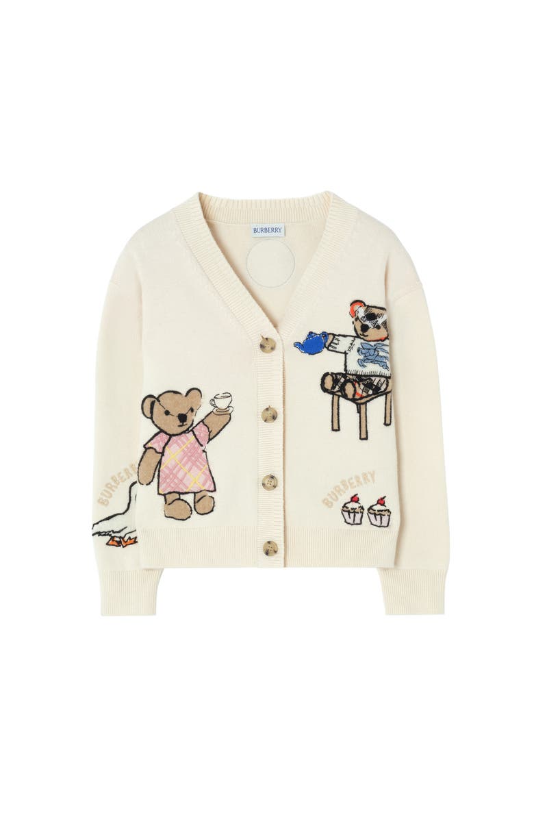 Burberry Tea Party Cotton Blend Cardigan, Main, color, Ivory