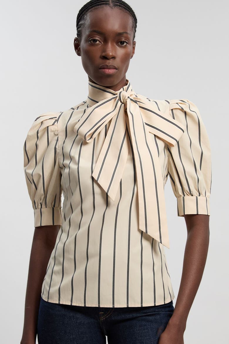Stripe Pussy Bow Blouse, Alternate, color, Stripe