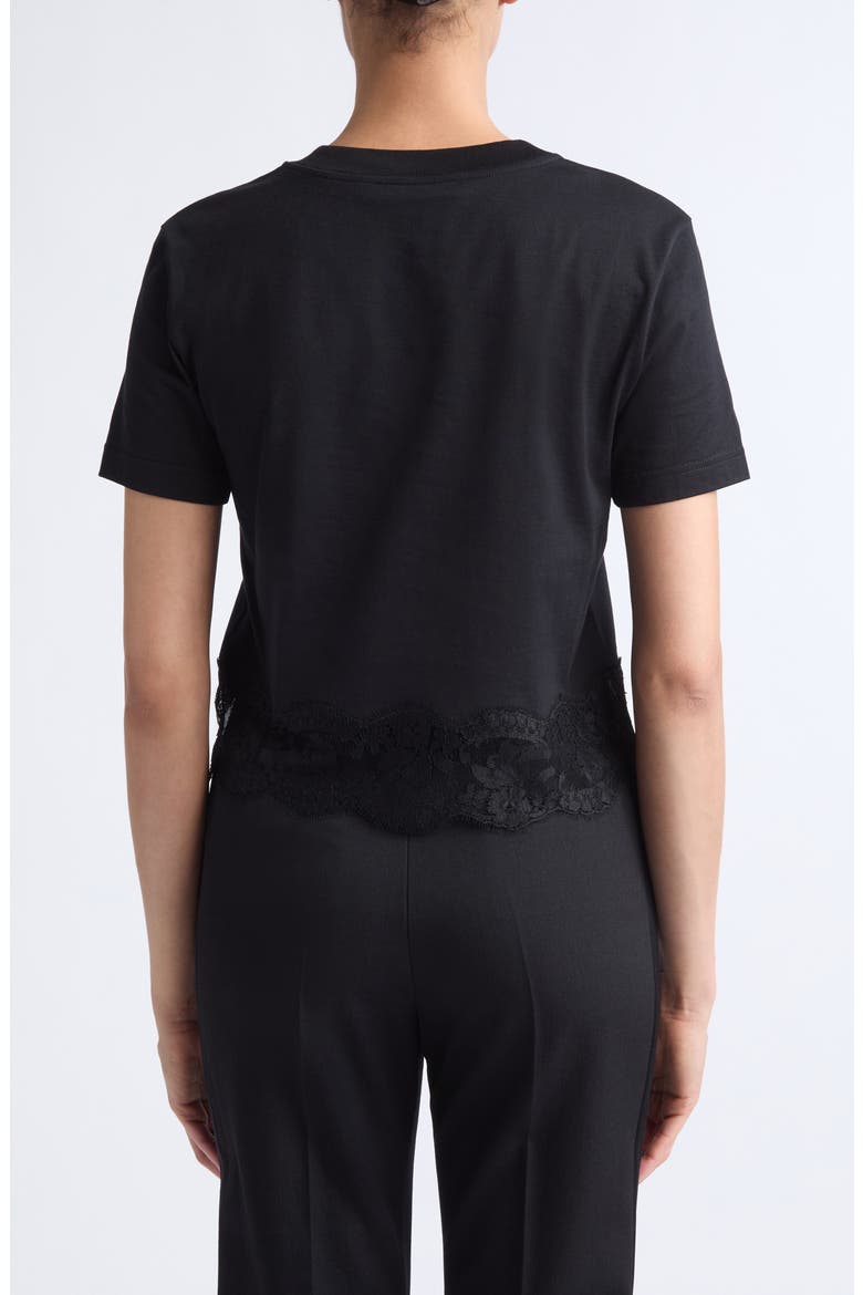 Logo Embroidered Lace Trim T-Shirt, Alternate, color, NERO