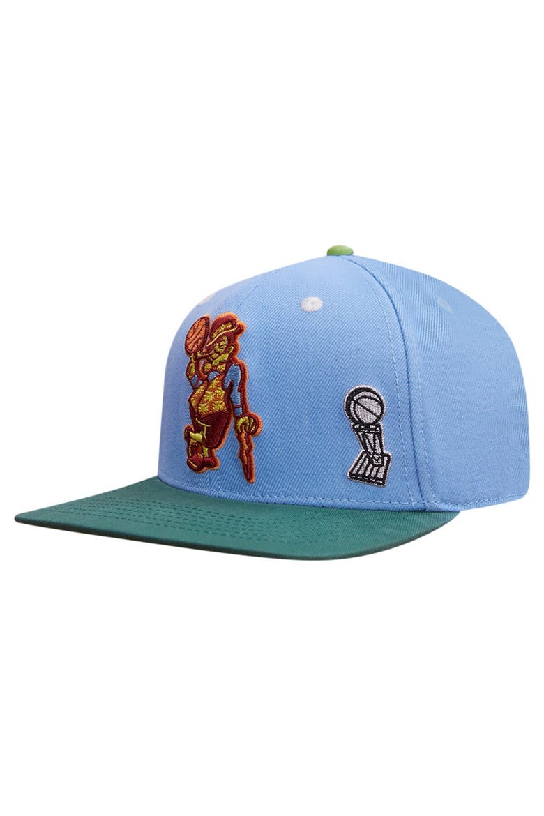 Men's Pro Standard Light Blue/Green Boston Celtics Retro Program 2-Tone Snapback Hat, Alternate, color, Light Blue