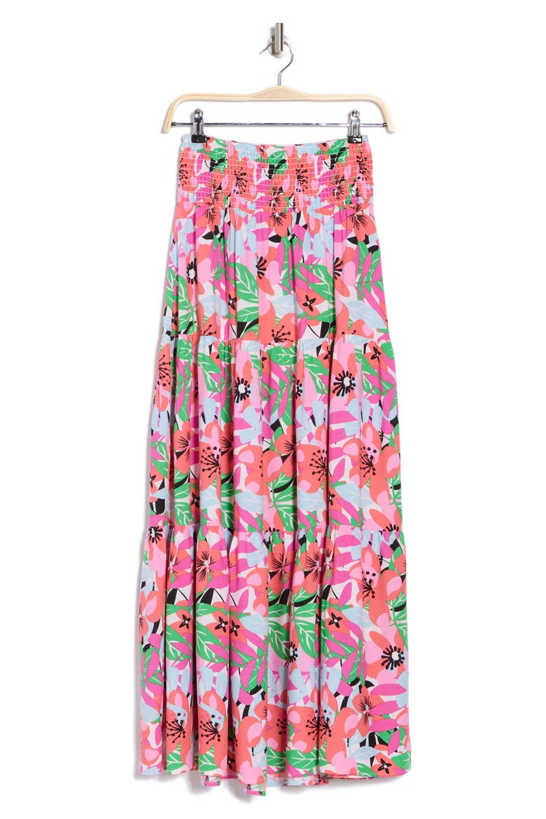 Laura Floral Smocked Waist Tiered Maxi Skirt, Alternate, color, FLORAL PALETTE