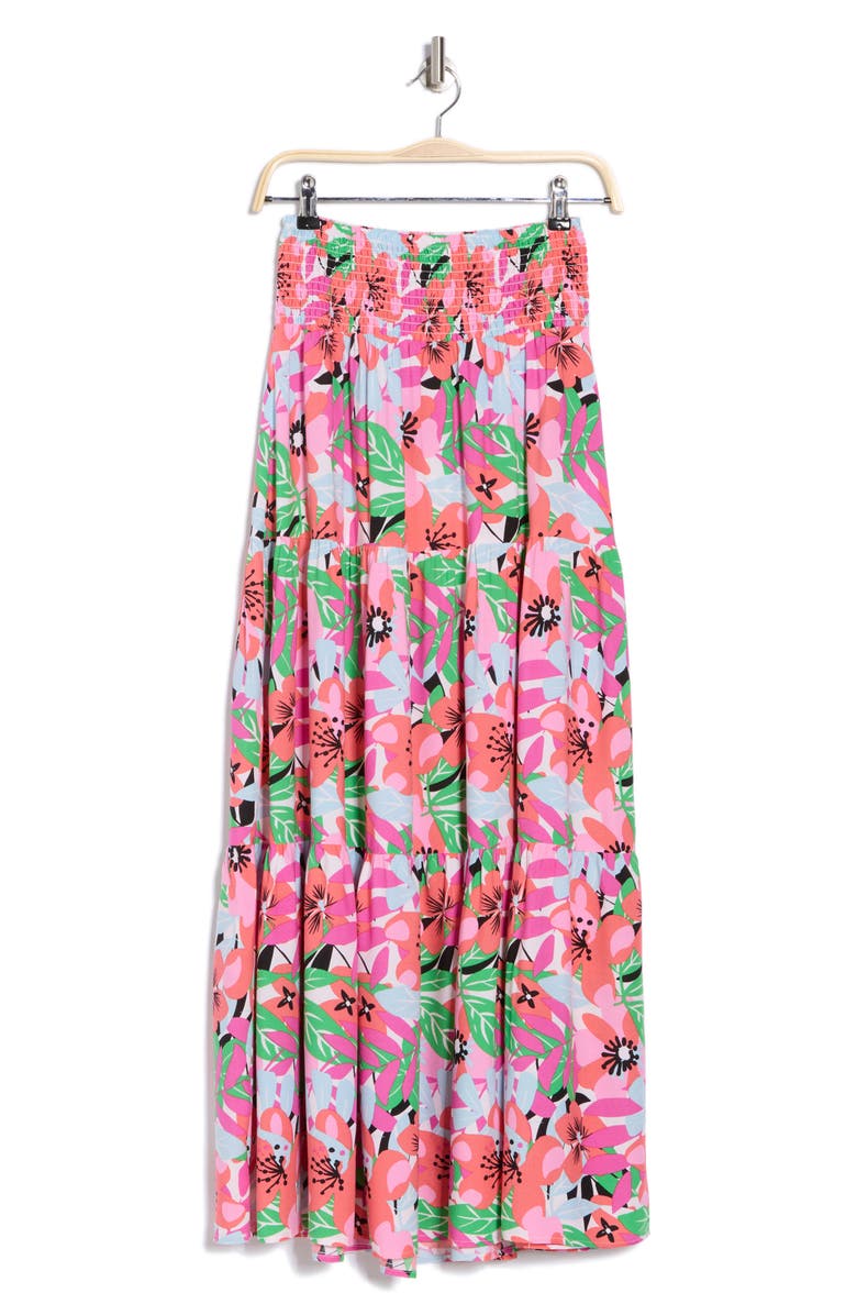 BY DESIGN Laura Floral Smocked Waist Tiered Maxi Skirt, Alternate, color, Floral Palette