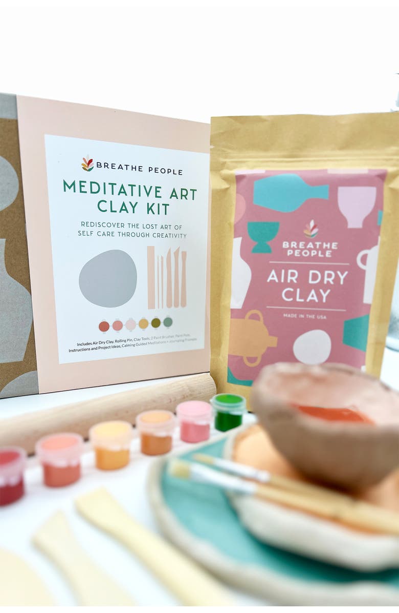 Breathe People Meditative Art Clay Kit, Guided Meditations, Journaling Prompts, Alternate, color, Meditate