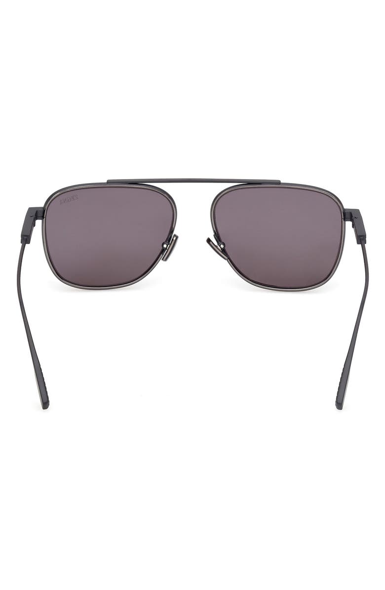 ZEGNA 57mm Geometric Sunglasses, Alternate, color, Matte Dark Blue Metal