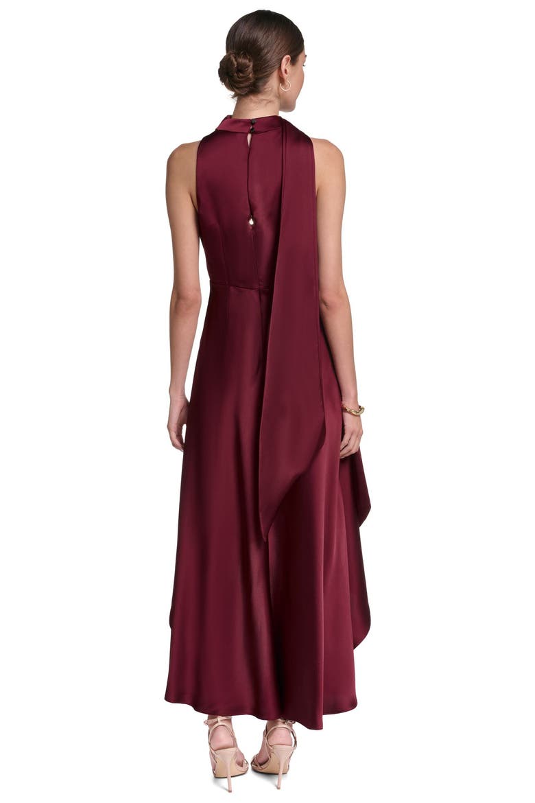 Sleeveless Satin V-Neck Scarf Dress, Alternate, color, Garnet Glow