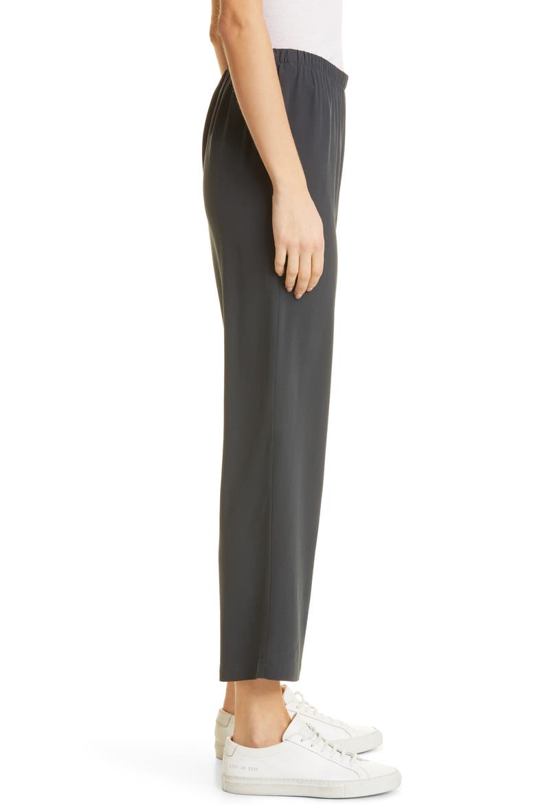 Silk Georgette Crepe Ankle Straight Leg Pants, Alternate, color, GRAPHITE