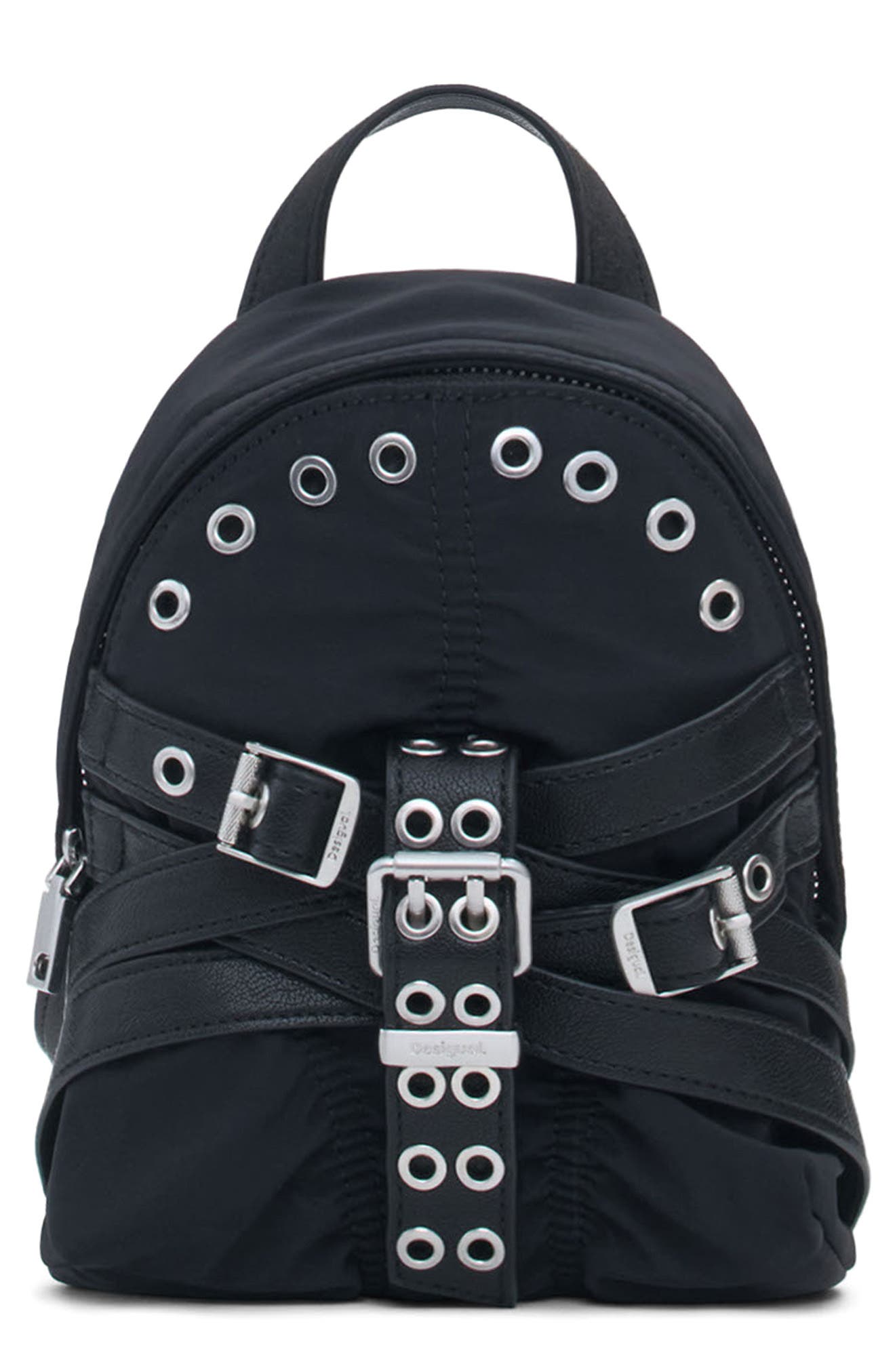 Desigual Mini Nylon Backpack, Main, color, Black