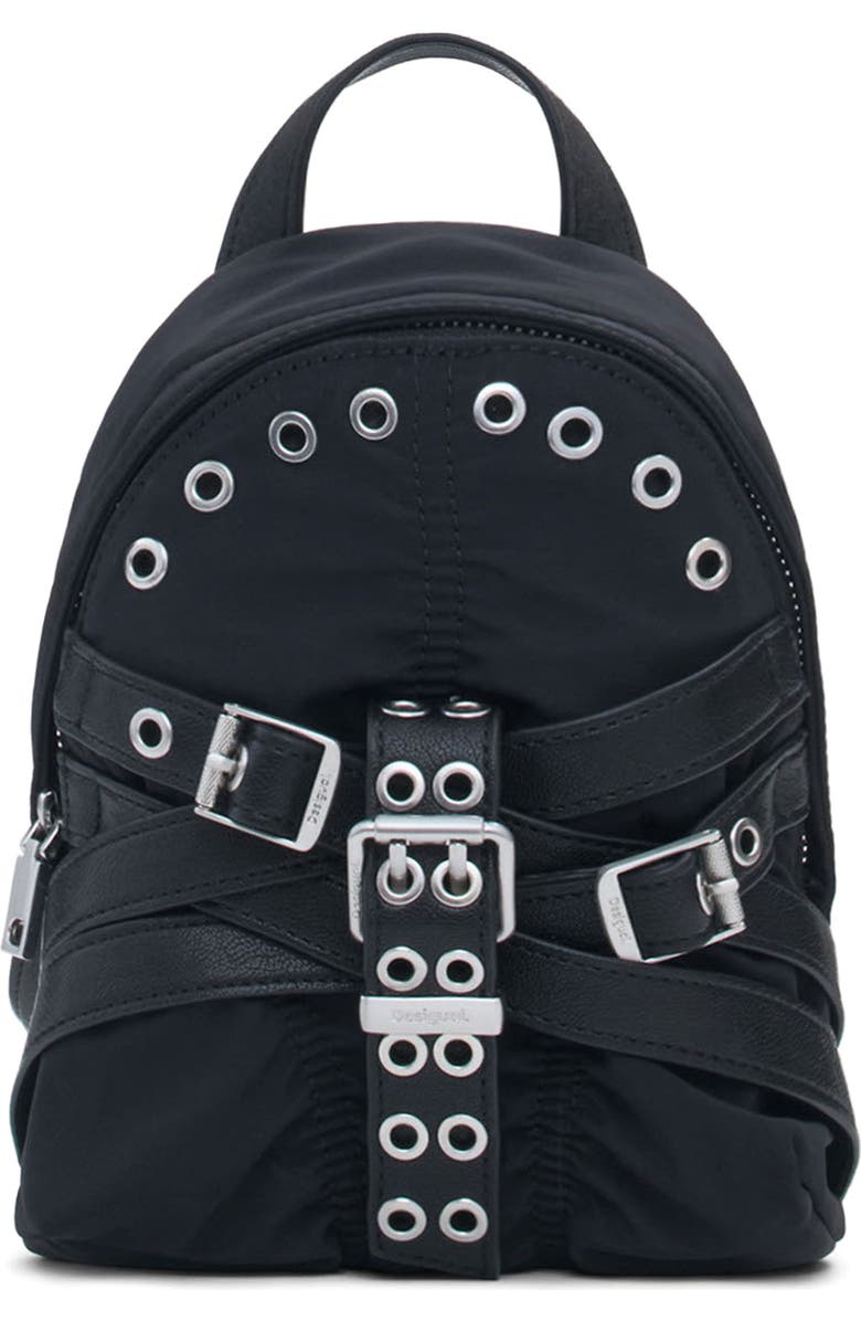 Desigual Mini Nylon Backpack, Main, color, Black