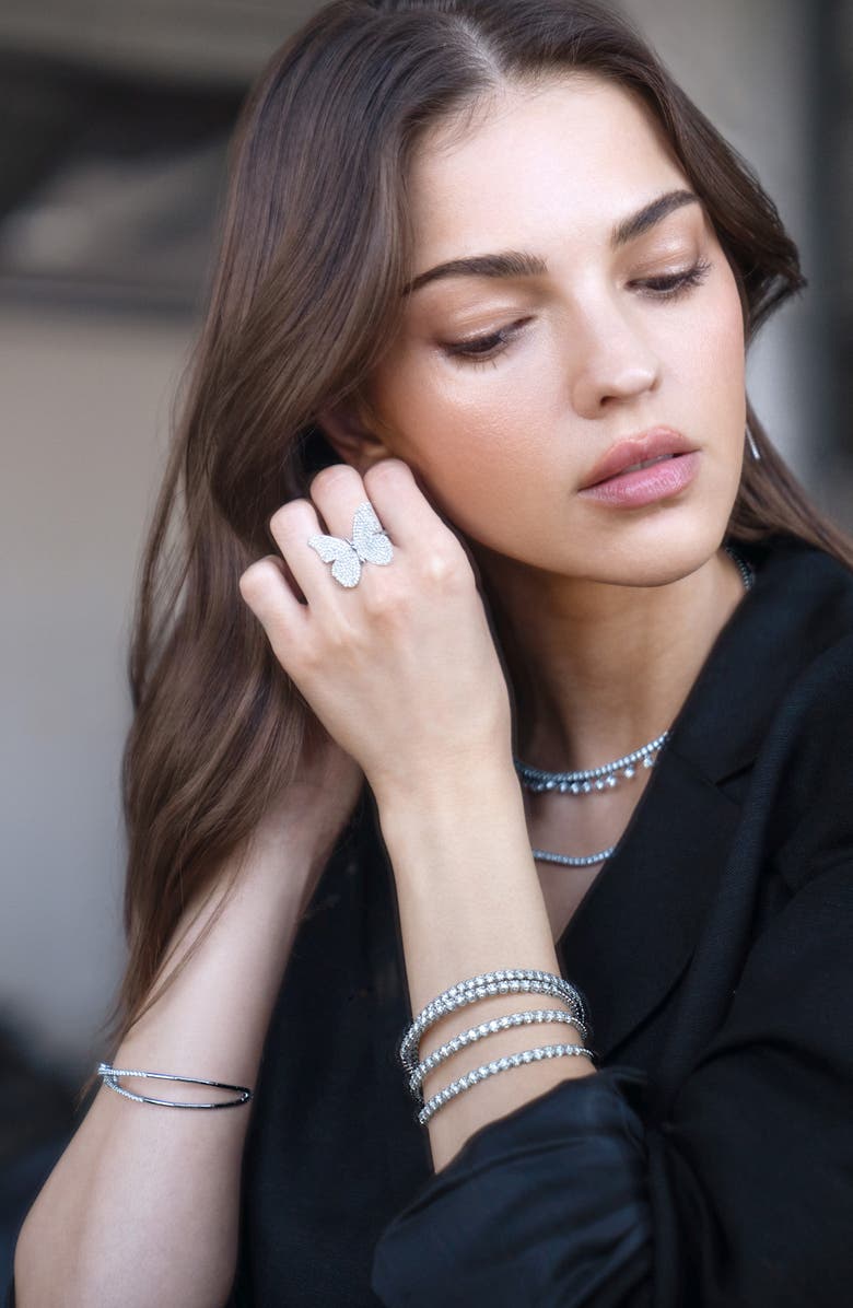 Bony Levy Audrey Diamond Crossover Flexible Open Bangle Bracelet, Alternate, color, 