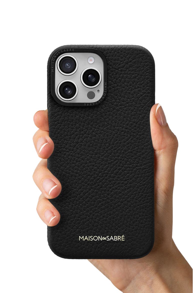 Leather Phone Case iPhone 16 Pro Max, Alternate, color, Black Caviar