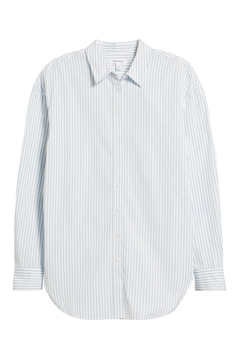 Stripe Oversize Cotton Poplin Shirt, Alternate, color, WHITE- BLUE SAMBA STRIPE