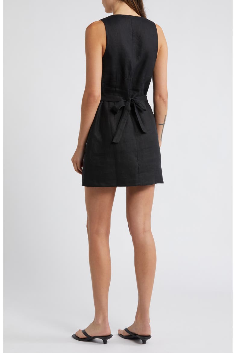 Marinia Linen Shirtdress, Alternate, color, BLACK