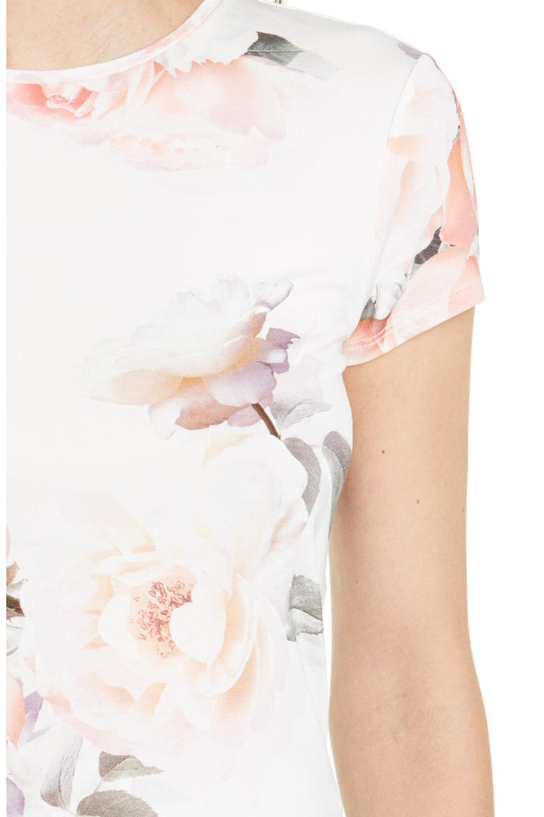 Chesnot Bouquet Print Fitted T-Shirt, Alternate, color, IVORY