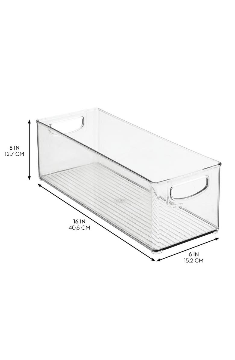 mDesign Plastic Stackable Pantry Bin with Handles, Set of 2, Clear, Made in USA, Alternate, color, Clear